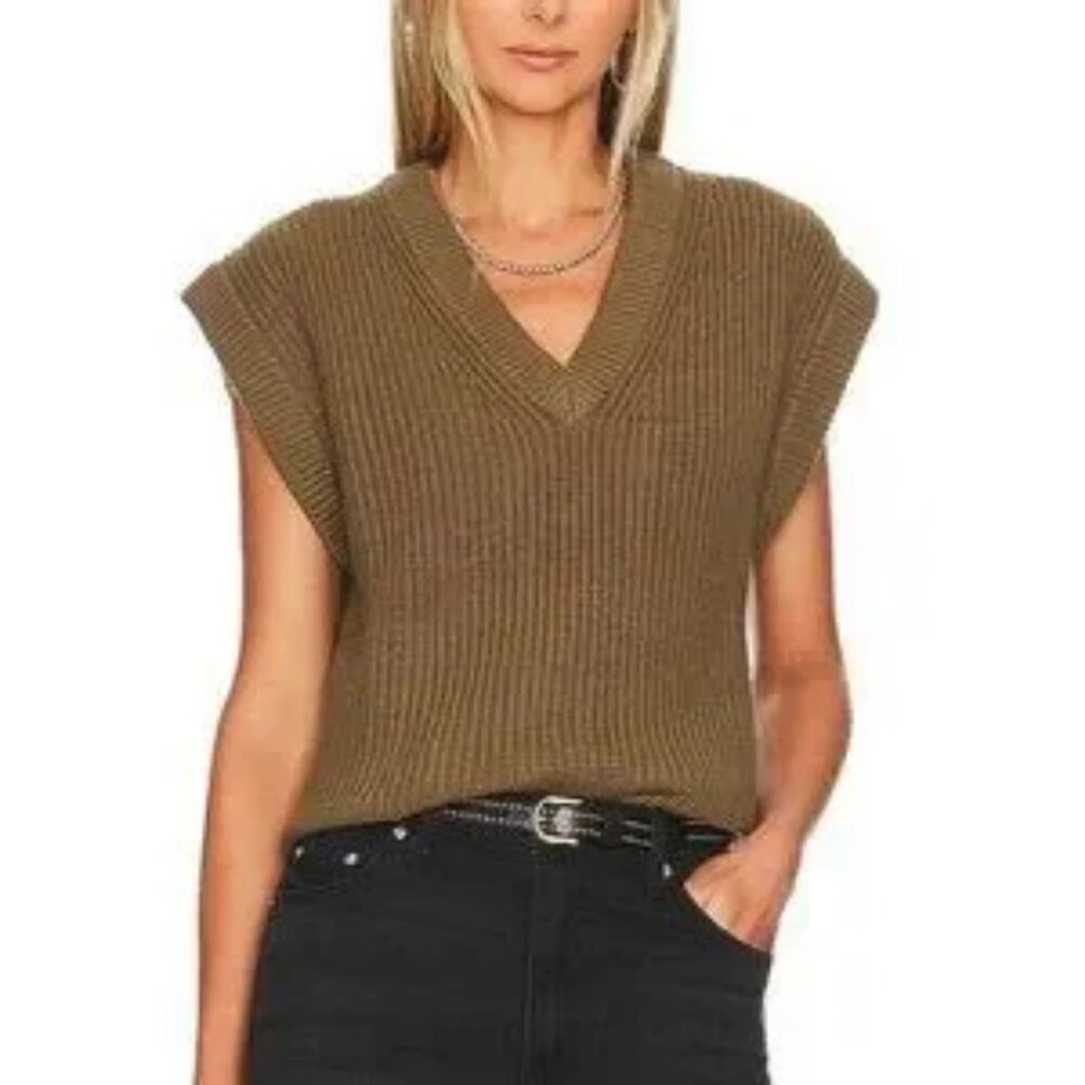 Womens Rails Chandler Olive V-Neck Chunky Sweater Vest XL